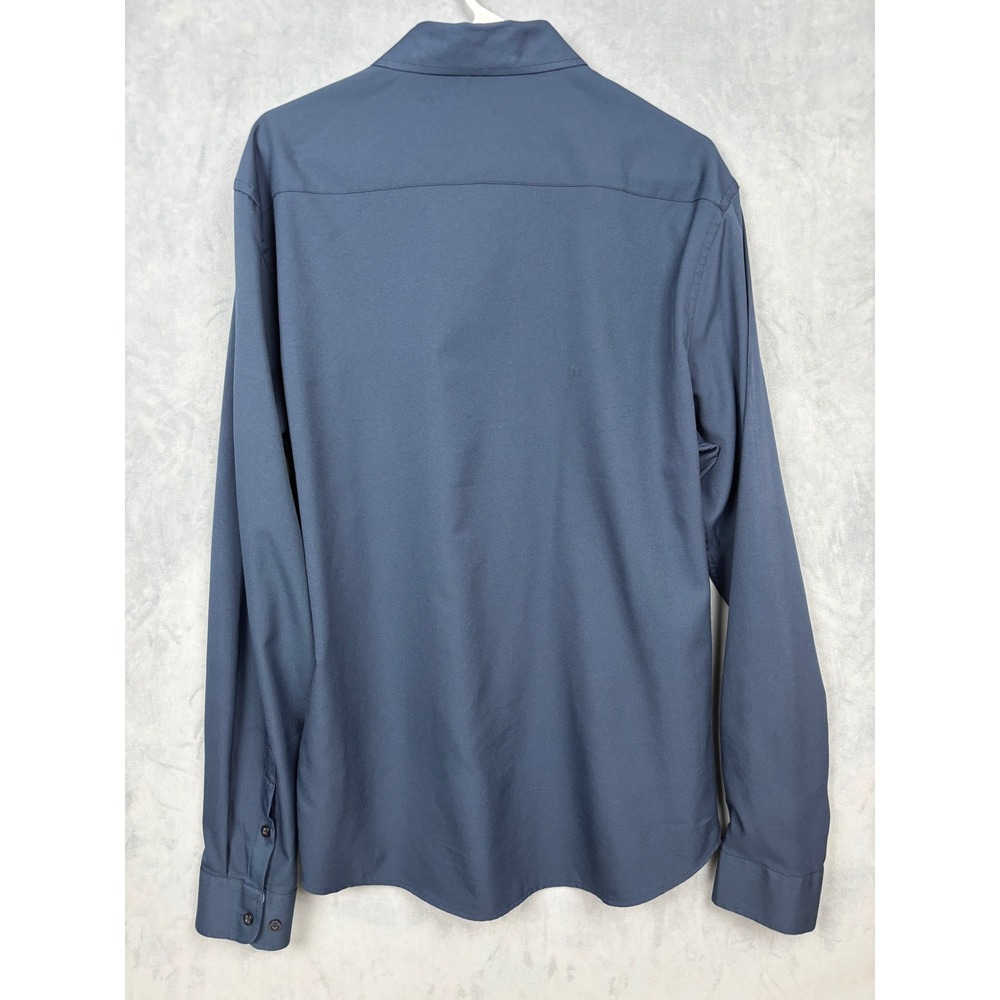 Consequence Mens Navy Blue Paisley Trim Long Sleeve Button Down Shirt Large - Picture 2 of 10